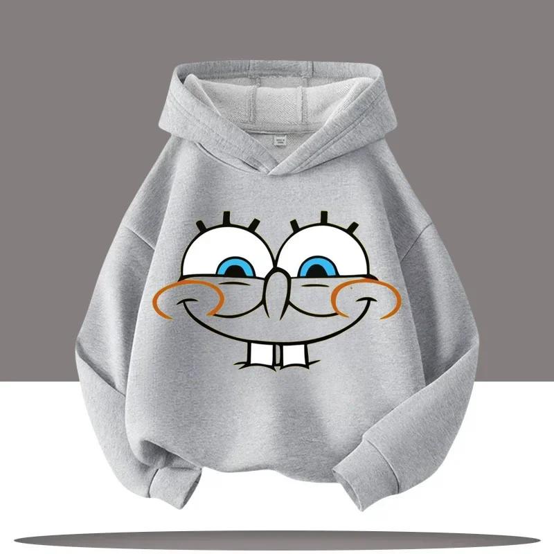 New Cute Cartoon SpongeBob SquarePants Autumn and Winter Fashion Cute Boys and Girls Daily Outing Warm Children's Hoodies