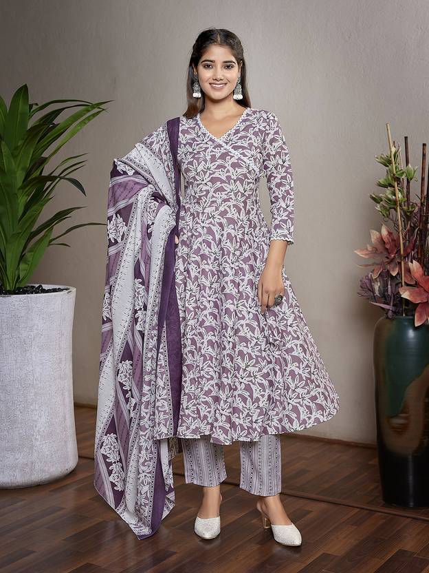 Women Cotton Blend Kurta Pant Dupatta Set Indian Pakistani Salwar Kameez Party Wear Kurti