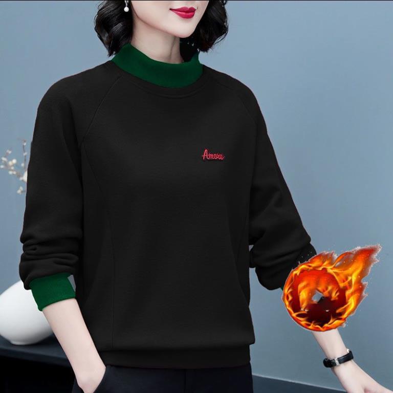 

Autumn and Winter Women s Cotton Half High Neck Sweater Casual Elegant Loose Pullover Solid Color High Street Tops XS