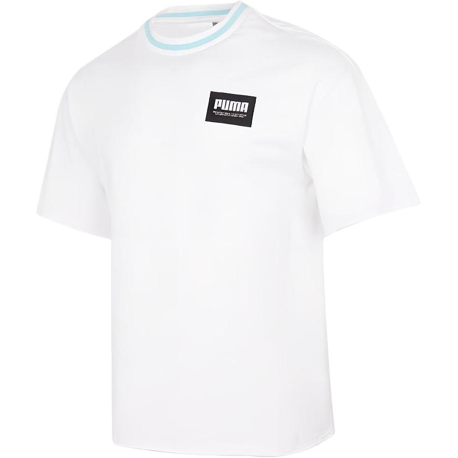 Puma Loose-Fit Logo Crew Neck Sports Tee Men Tops White 845861-02