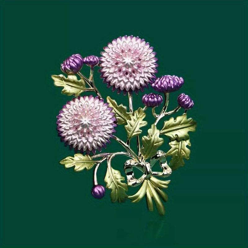 

Vintage High-end Women Men Enamel Dandelion Brooch Classic Exquisite Elegant Plant Lady Pin Badges фиолетовый