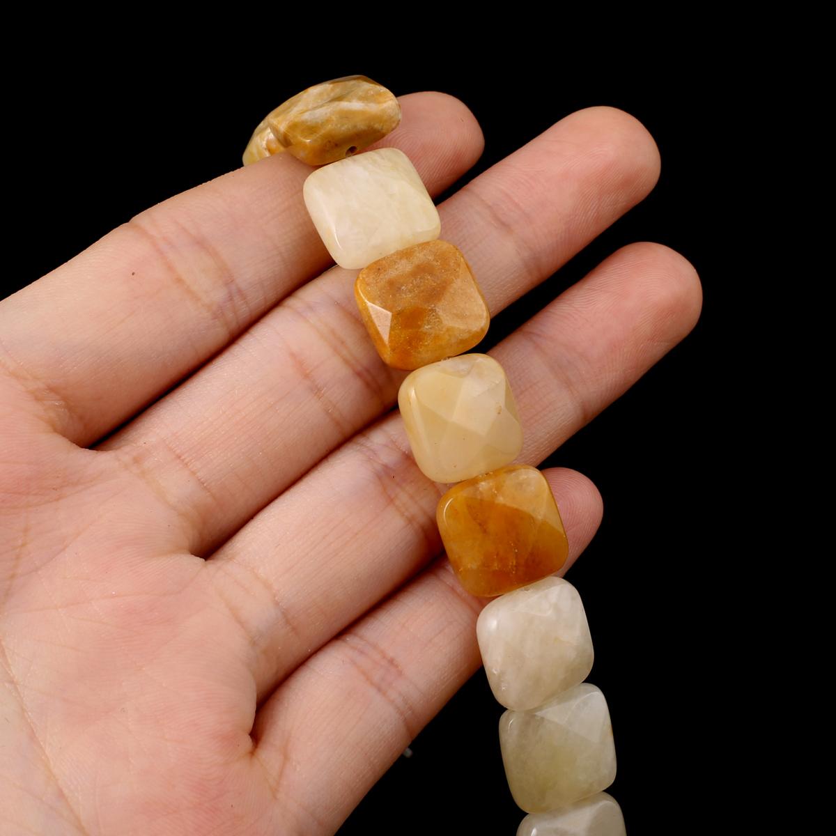 

Бусины из натурального камня, агаты/малахит, квадратные граненые бусины для изготовления ювелирных изделий, ожерелье, браслет, серьги, аксессуар Yellow Jade/11x11x6mm