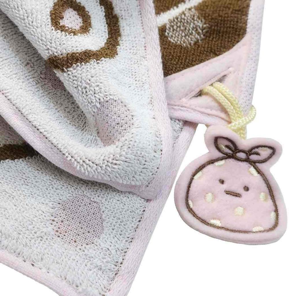 Marushin Sumikkogurashi Jacquard Handkerchief Towel Set of 3 Designs Bear and Furoshiki Cat and Zasso Penguin and Tapioca (Mini Towel) [Polar (Pink),