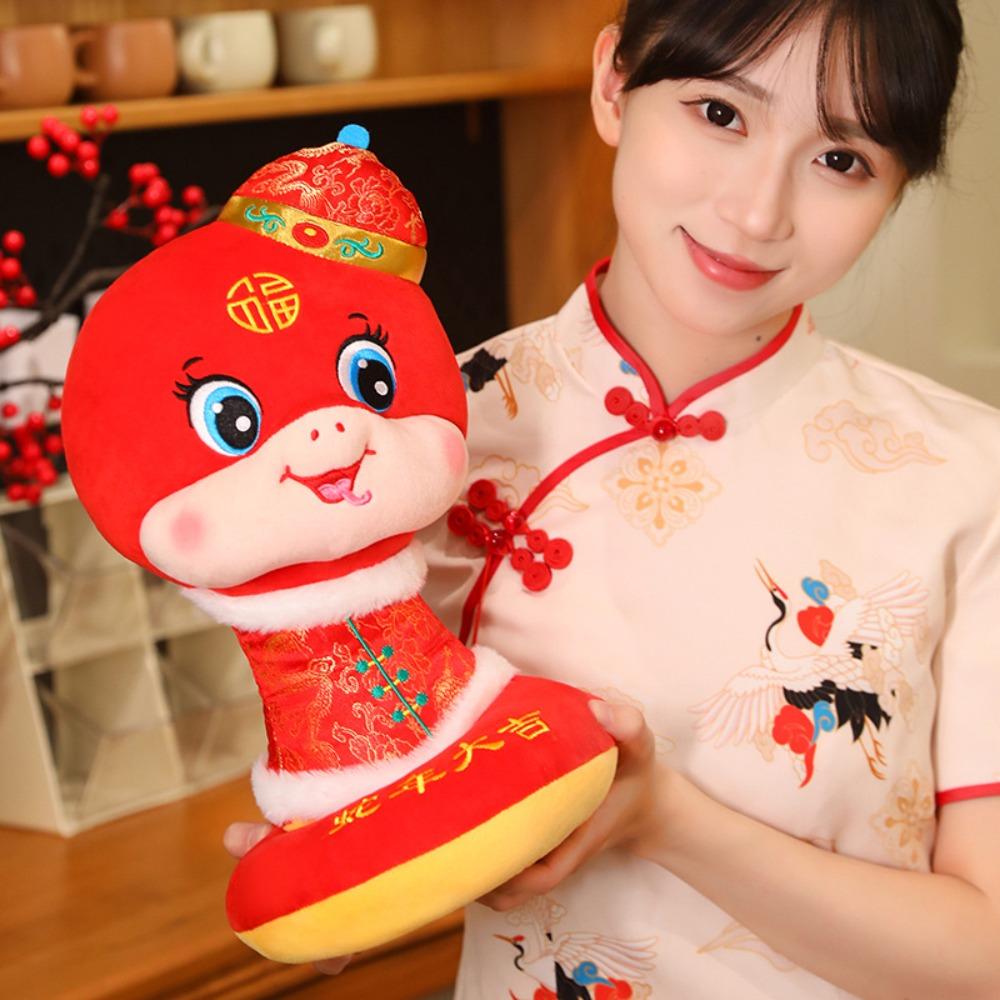 

Cute Snake Year Mascot Toy Tang Costume Lucky Snake Doll Plushies Children 28cm