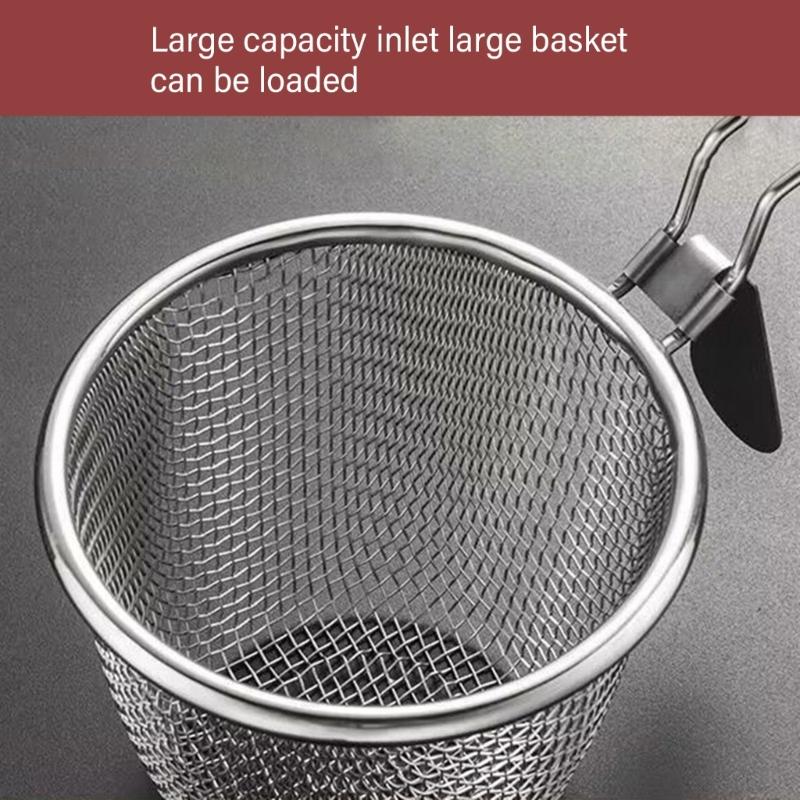 2Pcs 304Stainless Steel Colander Strainer with Metal Hook Strainer Basket Suitable for Draining Hot Pots Ingredient