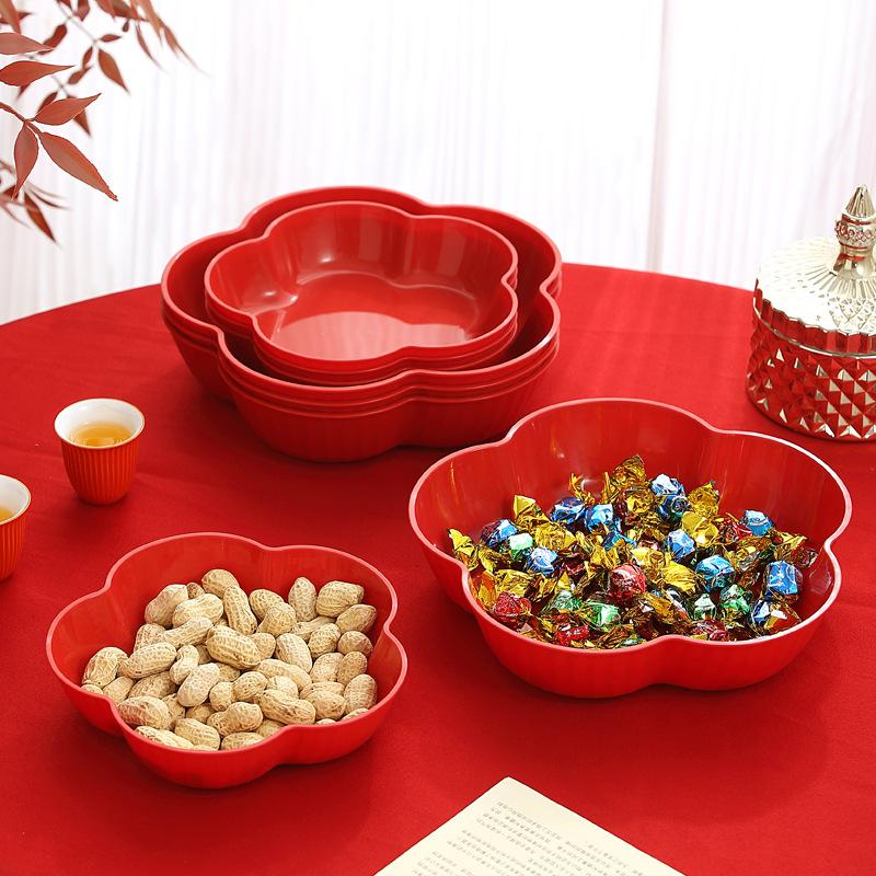 House Warming Fruit Plate Moving Into A New Home Living Room Plate Decoration Fruit Plate Red Wedding Special Candy Plate