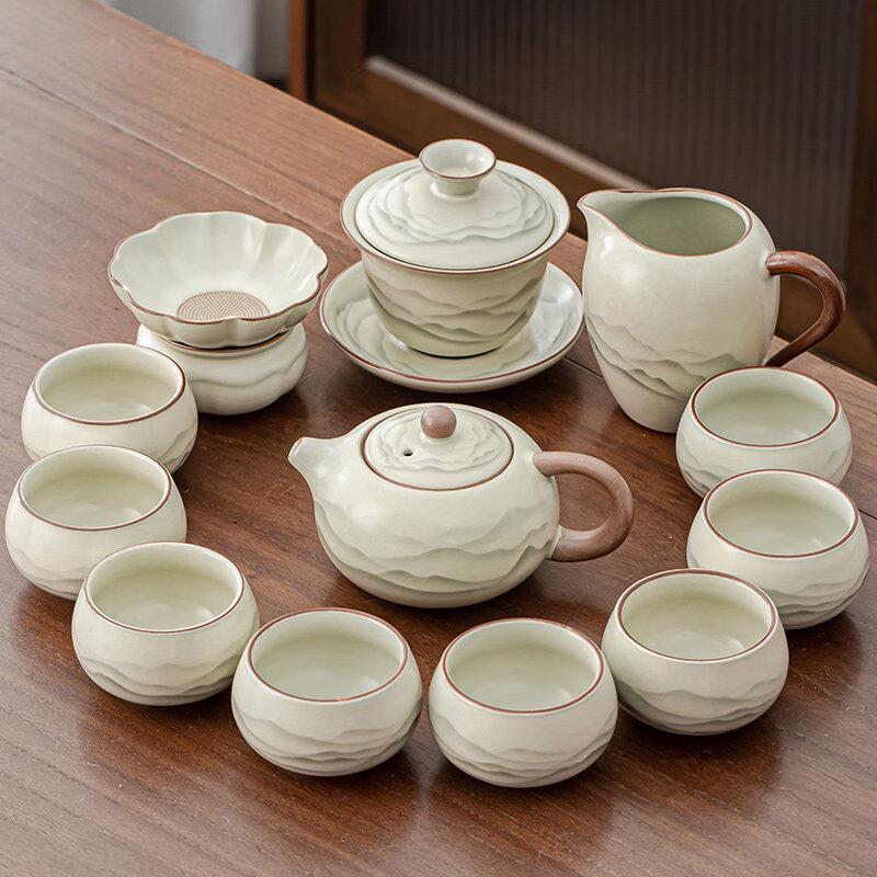 Luxury Ru Kiln Ceramic Tea Set - 12-Piece