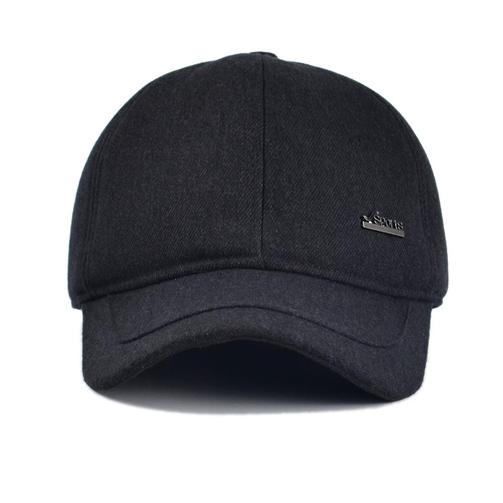 Casquette de baseball d'hiver en laine pour hommes d'âge moyen et âgés - Chapeau de grand-père épais doublé de velours