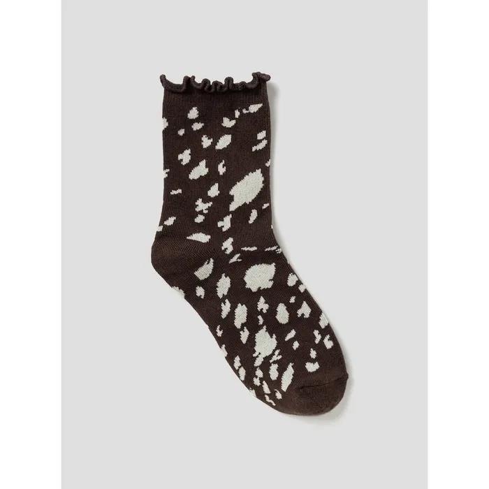 [8 Seconds] Leopard Print Shirred Socks Brown (3567KTAMDD)