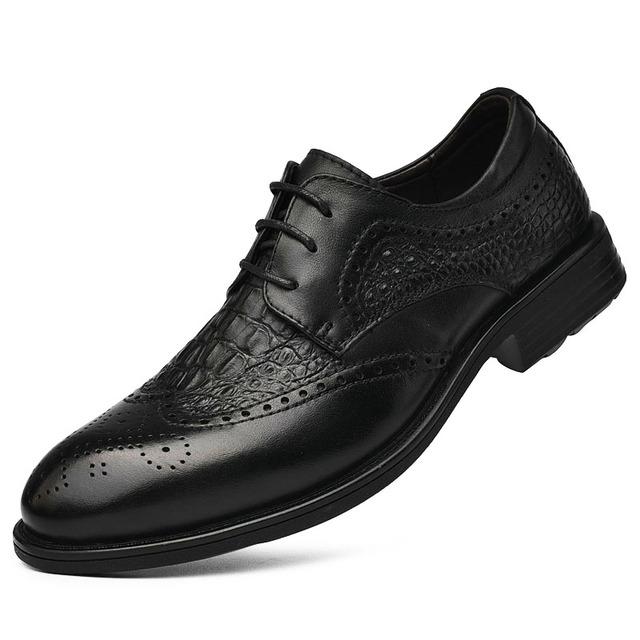 Genuine Leather Men Classic Brogue Shoes Male Vintage Business Design Office Footwear Men Oxfords Luxury Man Casual Shoes