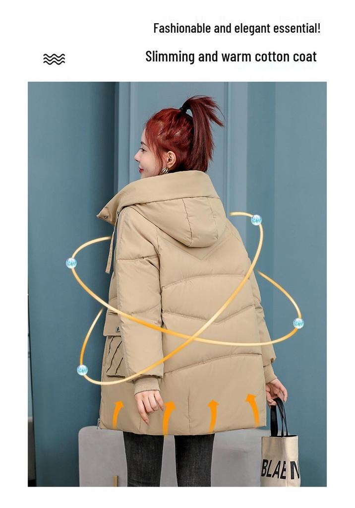 Women's Winter Mid-Length Bestseller Down Cotton Jacket - Free Shipping, Loose Fit, Thickened Padded Outerwear, Stylish Year-End Fashion.