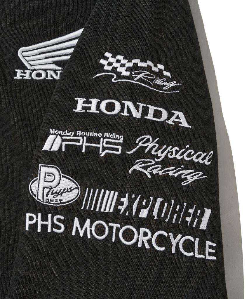 Phyps Felpa con Cappuccio e Zip da Motociclista Honda Racing_Nero