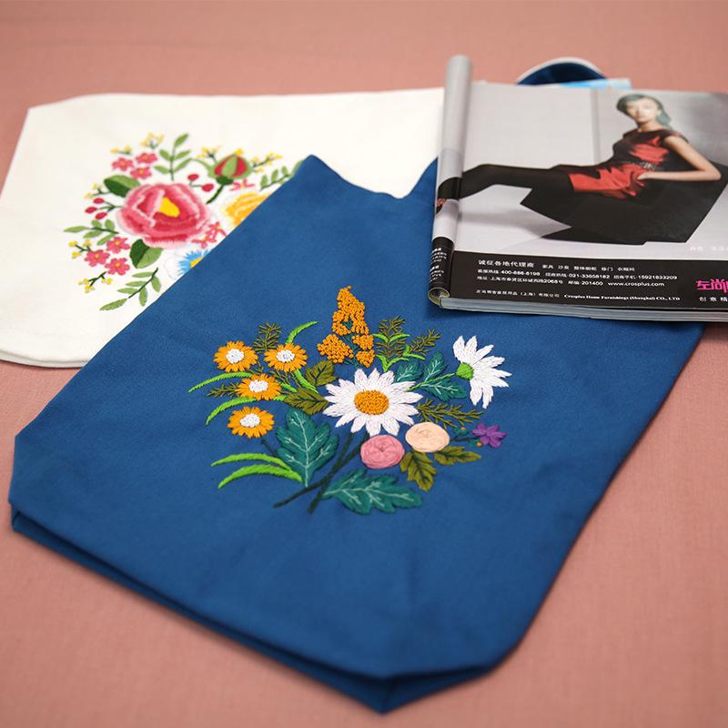 Handmade DIY Embroidery Canvas Tote Bag Kit - Creative Gift for Couples