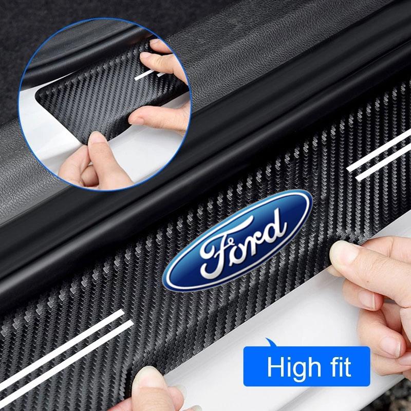 Carbon Fiber Car Paste Door Sill Anti Scratch For Ford B-Max Cmax Smax KA St Line Galaxy Explorer Expedition Mondeo Accessories