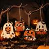 Halloween Tree Hanging Props Vintage Wooden Ornaments, Rustic Pumpkin Owl Ghost Farmhouse Kids Room Decor Decoration with Rope for Window Wall Natural