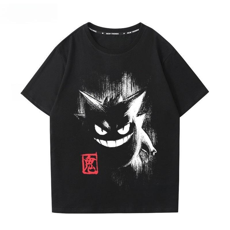 T-shirt με Εκτύπωση Pokémon Gengar 100% Βαμβακερό Ανδρικό Καλοκαιρινή Μόδα 2026 Oversize Street Casual Y2K Μπλούζες Ρούχα Streetwear