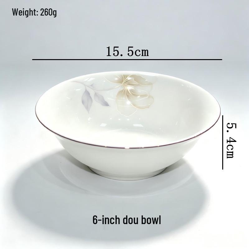 Set di stoviglie in ceramica smaltata con bordo dorato Yu Bao Fang - Elegante collezione di ciotole e piatti per la nuova casa.