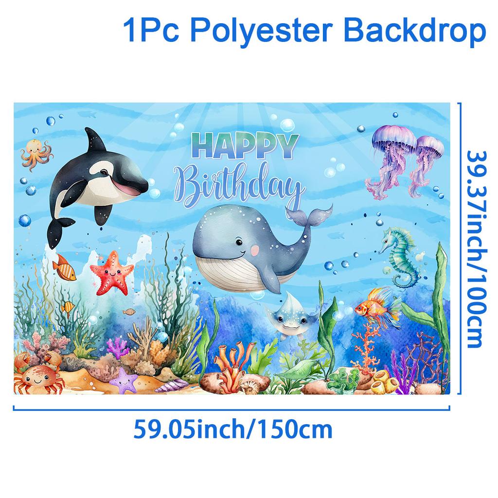 Ocean Animal Disposable Tableware Tablecloth Background Candy Bags Birthday Party Decor Kids Gift Under The Sea Party BabyShower