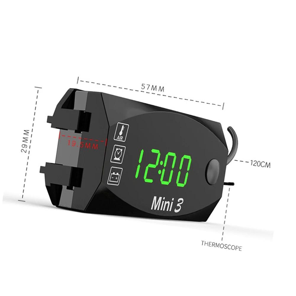 Motorcycle  Meter 3 in 1 Digital Time Clock Thermometer  Voltage Voltmeter IP67 Waterproof Tester Battery Moniter Gauge