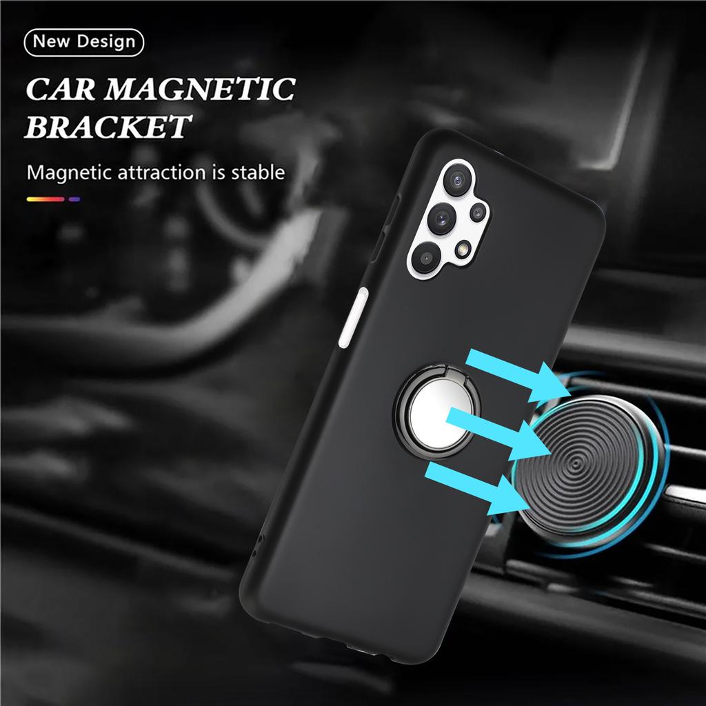 For Samsung Galaxy A13 4G/5G/A04s 4G (164.7 X 76.7 X 9.1 mm)/A04 4G (164.4 X 76.3 X 9.1 mm)/M13 5G Phone Back Matte TPU Cover with Ring Kickstand