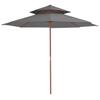 Anthracite Sun Umbrella with Ventilation and Wooden Pole 270 Cm