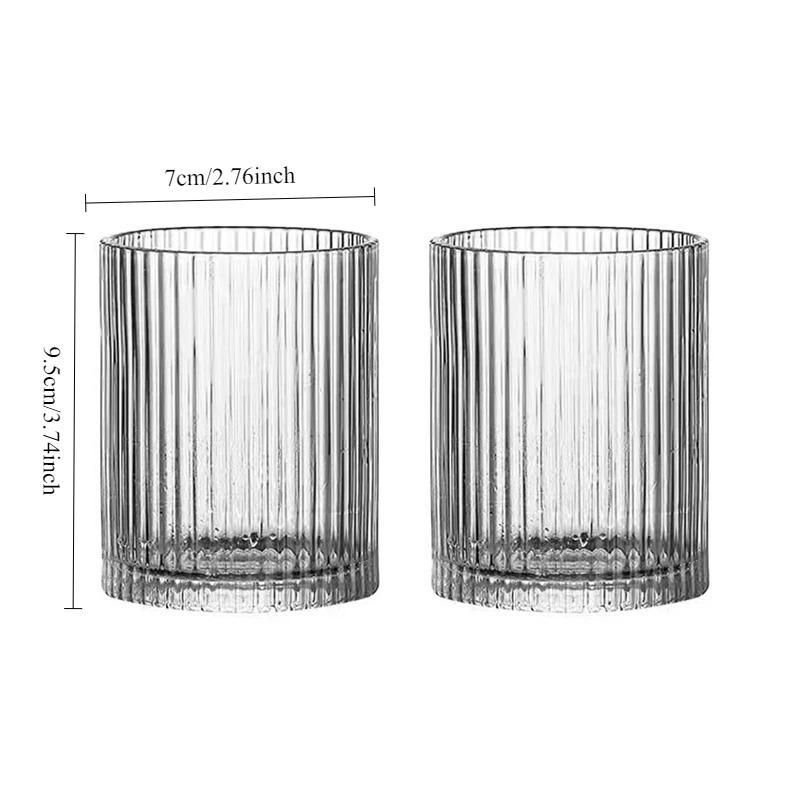 Iced Latte Coffee Cup 250ml/360ml Striped Glass Cup Creative Juice Beverage Cup High End Cocktail Glass Mojito Cold Drink Mugs