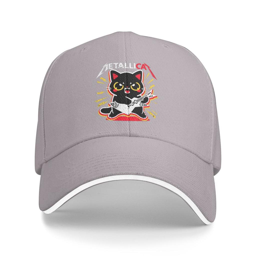 Meowtallica Rocking Black Cat Guitarist Baseball Caps Snapback Baseball Hats Breathable Casual Casquette Outdoor Unisex