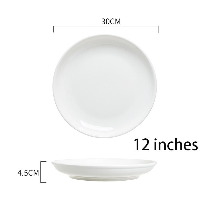 

Круглая белая меламиновая обеденная тарелка, подносы для стейков в стиле вестерн, посуда для десертов на кости, пластиковая имитация фарфора 30cm/12inch