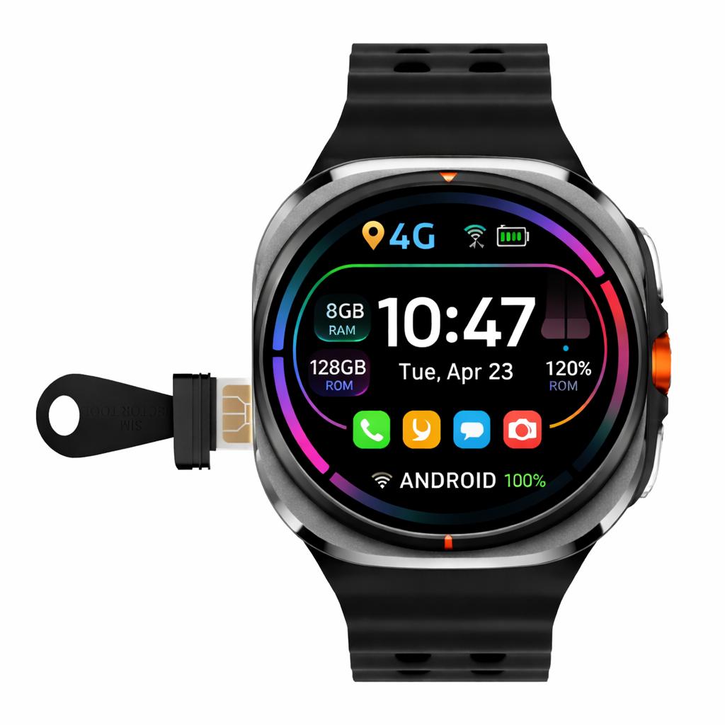 Смарт-часы 4G LTE Android, 8 ГБ + 128 ГБ, 1,5-дюймовый AMOLED, WIFI, GPS, камера, с SIM-картой для звонков.