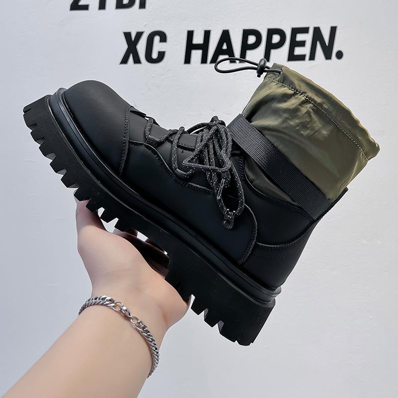 Martin boots high-top men's thick-soled heightening outdoor travel work boots camping medium-top mountaineering short boots 70011-A