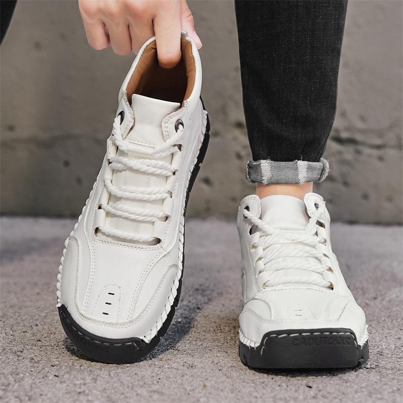 Wiosna / Jesień Męskie Trampki Casualowe za Kostkę Ręcznie Robione Skórzane Buty Plus Size 39-48 Męskie Buty Casualowe