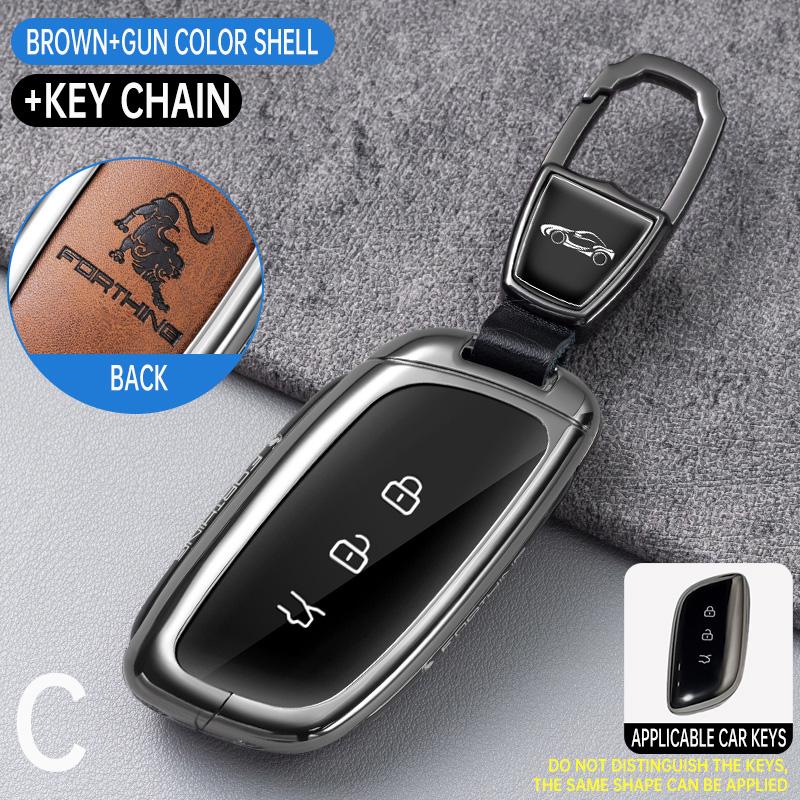 Étui pour clé de voiture en alliage de zinc pour Dongfeng Fengxing Forthing S7 Coque de décoration à distance Style de voiture Porte-clés Boîtier