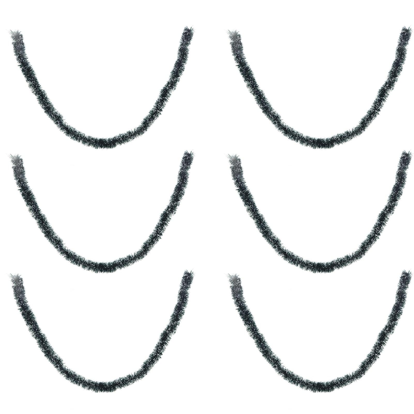 

6 Pcs Christmas Garland Vivid Lifelike Dark Green White Artificial Christmas Decorative Garland for