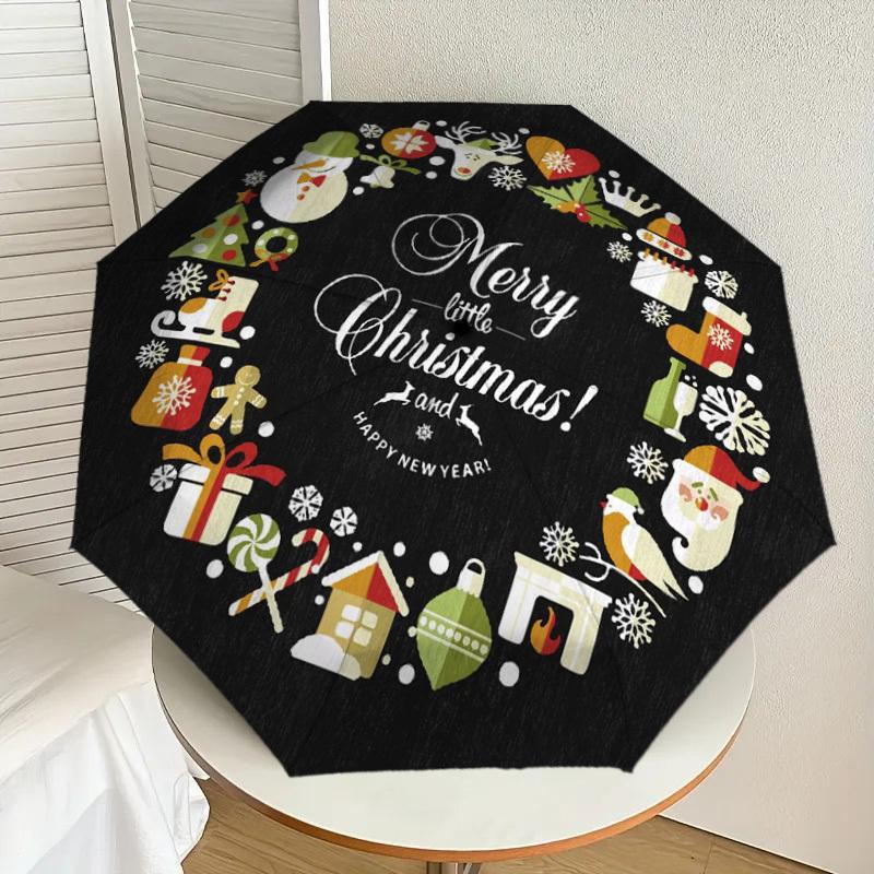 

1pc Christmas Wreath Decorations Umbrella with Plastic Handle,Suitable for All Seasons Home Travel Outdoor UmbrellaDD217