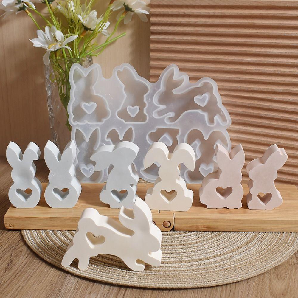 Cute Bunny Shape Easter Bunny Silicone Molds Easter Bunny Candle Ornament  Desktop Decoration