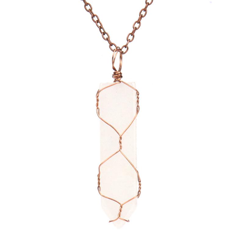TikTok Live Handmade Amethyst Sword-Shaped Net Bag Pendant Necklace (N505)