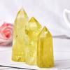 Unique Natural Crystal Exquisite Yellow Gem Home Decor Hexagonal Wand Column  Point Citrine Obelisk