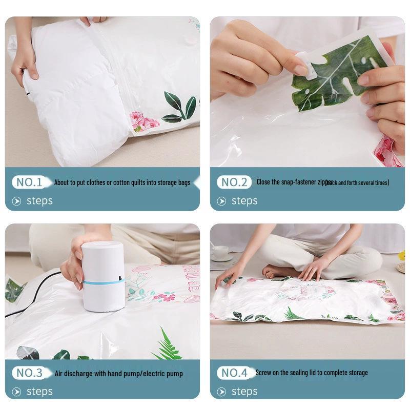 Thickened Leak-Proof Vacuum Bags with Blue Air Valve & Hand Pump for Food and Clothing