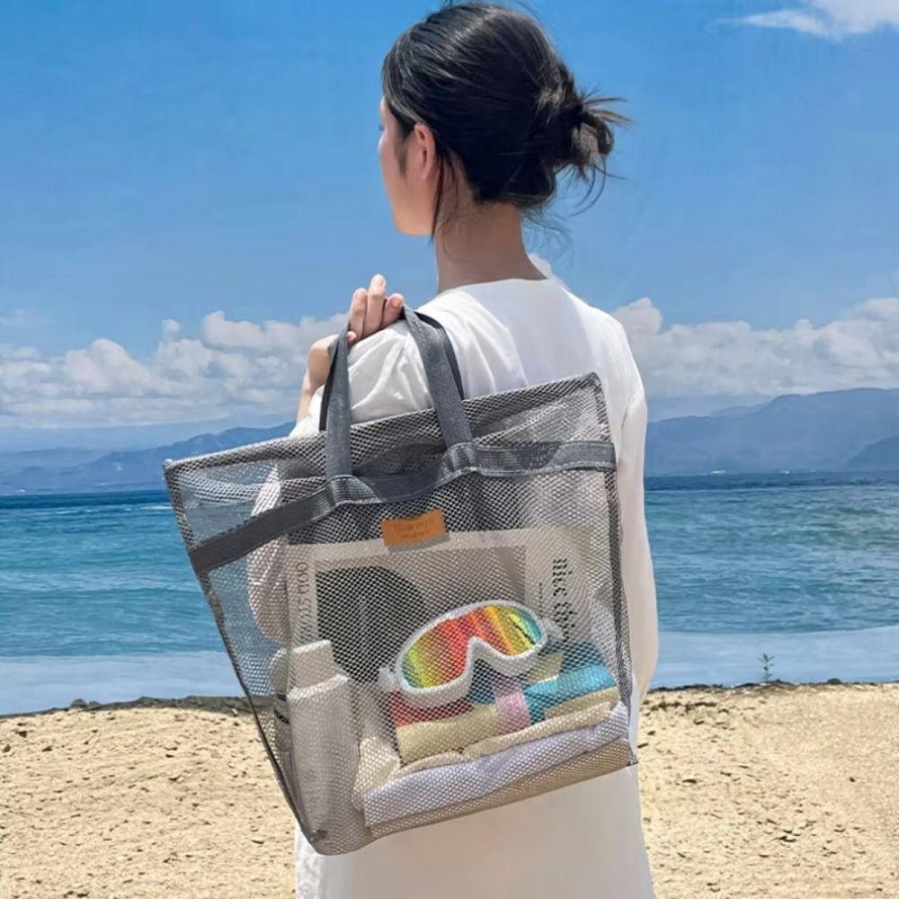 Solid Color Swimming Storage Pouch Transparent Travel Wash Bag Simple Beach Handbag  Travel
