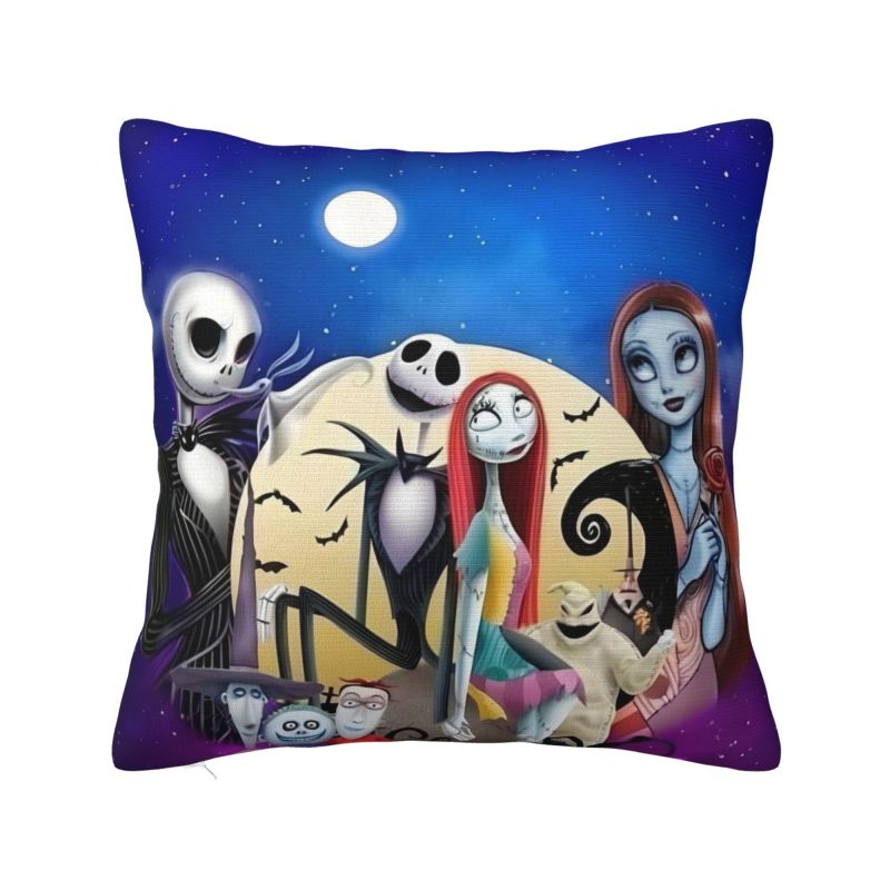 Custom Nightmare Before Christmas Pillow Case for Sofa Jack and Sally Luxury Cushion Cover Square Pillowcase