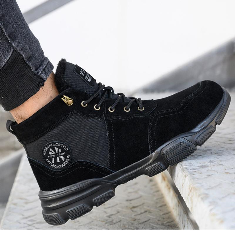 New Autumn and Winter Men's Warm Leather Boots Plus Velvet Thick Men's Non-slip High-top Martin Boots