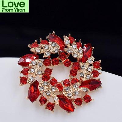 Crystal Rhinestone Flower Brooches Pins Women Clothes Scarf Buckle Garment Accessories Fashion Jewelry Gifts