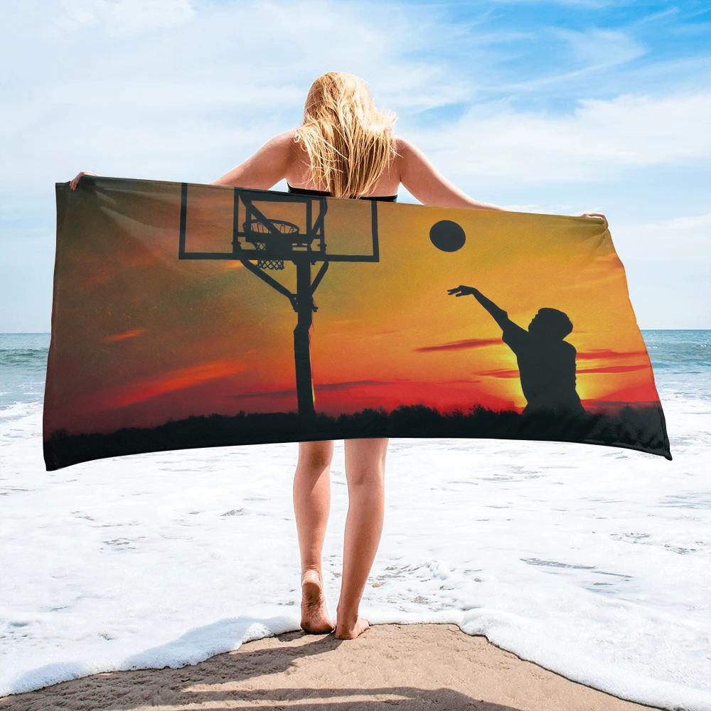 Sports Basketball Beach Towel Microfiber Quick Dry Bathroom Supplies Swimming Gym Camping Home Decor Towels for Boyfriends Gifts