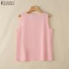 ZANZEA Women Casual Round Neck Solid Color Sleeveless Cotton Vest Tank Tops