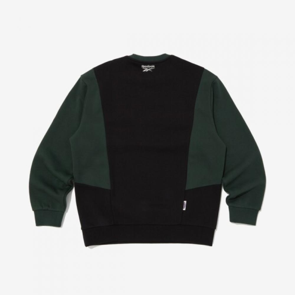Reebok Heritage Colorblock Sweatshirt   Black Green Rets5fm42bk