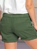 2025 Women's Casual Solid Color Straight-Leg Lace-Up Shorts