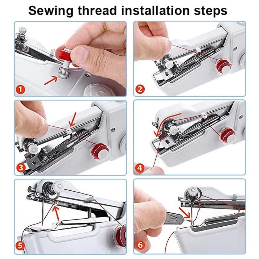 Portable Hand Sewing Machine Quick Handheld Sewing Tool Mini Electric Home DIY Apparel Supplies Arts Crafts
