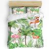 Parrot Flowers Green Tropical Plant Leaves 3pcs Bedding Set For Double Bed Home Textile Duvet Cover Quilt Cover Pillowcase