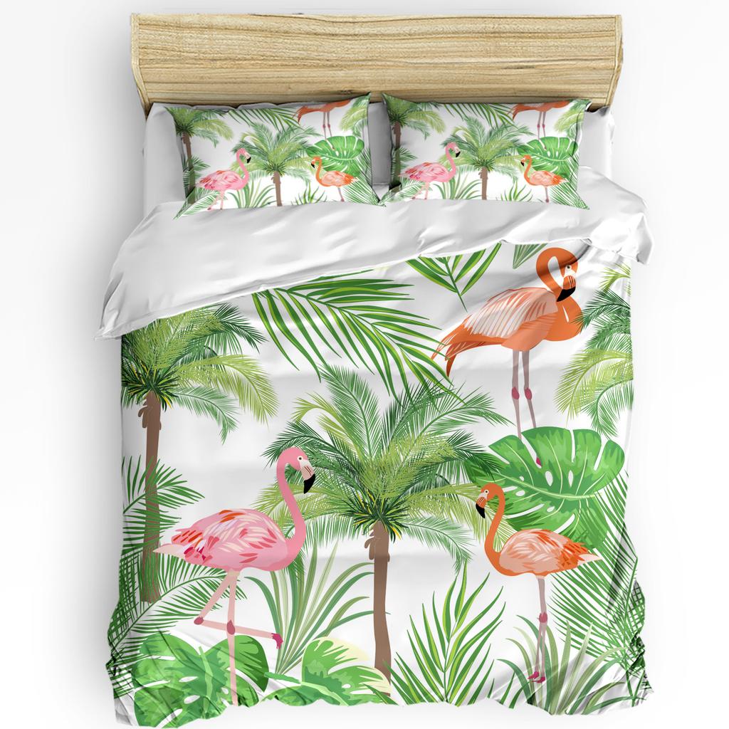 Parrot Flowers Green Tropical Plant Leaves 3pcs Bedding Set For Double Bed Home Textile Duvet Cover Quilt Cover Pillowcase