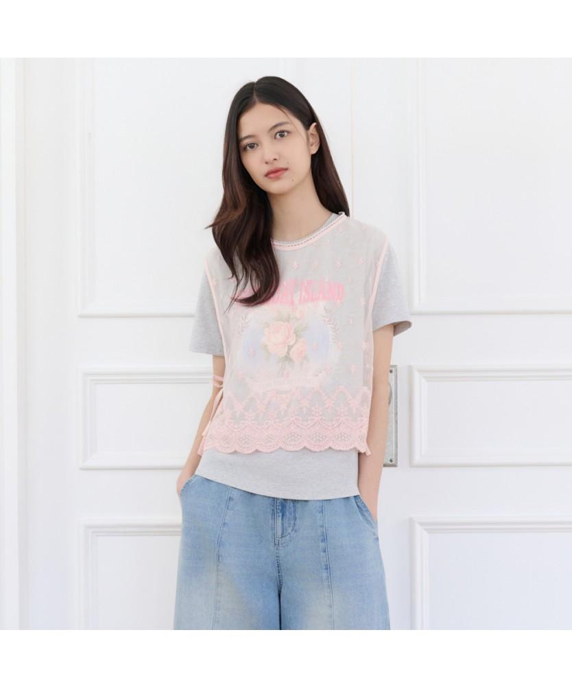 THURSDAY ISLAND Floral Embroidery Mesh Sleeveless Blouse_T264Mbl284W